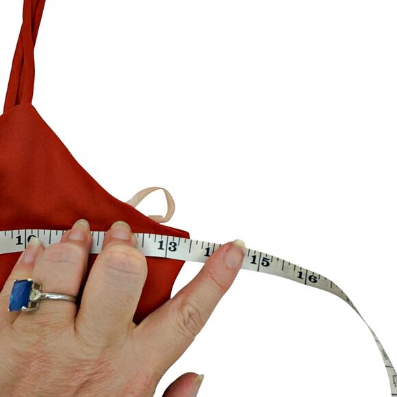 Everly Rust Burnt Orange Romper Adj Straps Flutter Tiered Legs XS - Picture 5 of 6